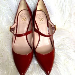 Red patent shoes
